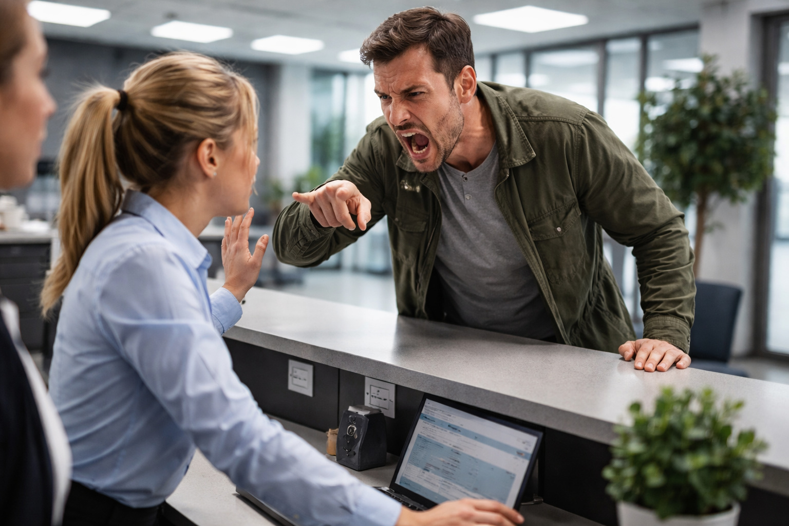 Agression à l’accueil d’une entreprise